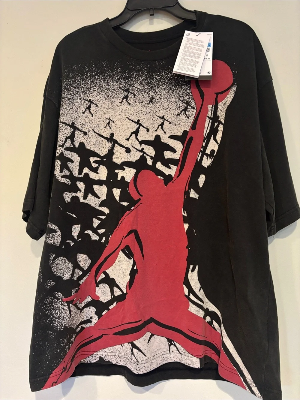 Jordan Black Short-Sleeve Tee with Red Jumpman Graphic